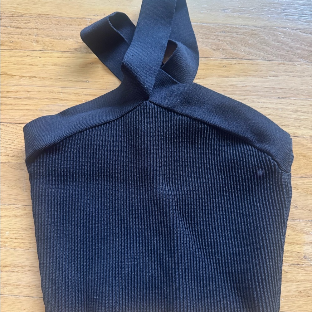 Black Ribbed Halter Top